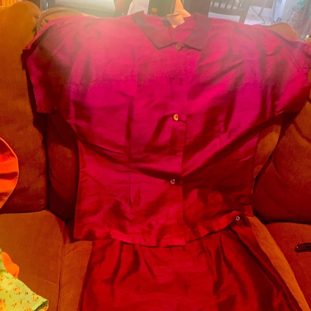 Button top with match knew length skirt